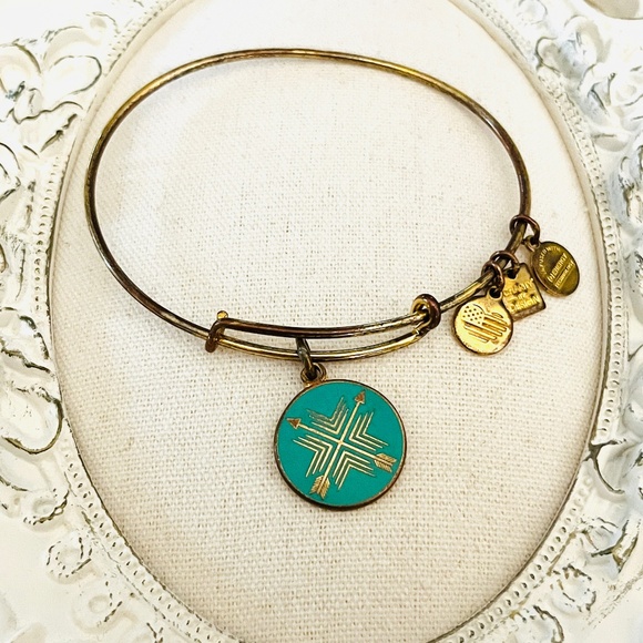 Alex & Ani Gold Arrows Of Friendship Bonds Charm Bangle Bracelet - Picture 1 of 3